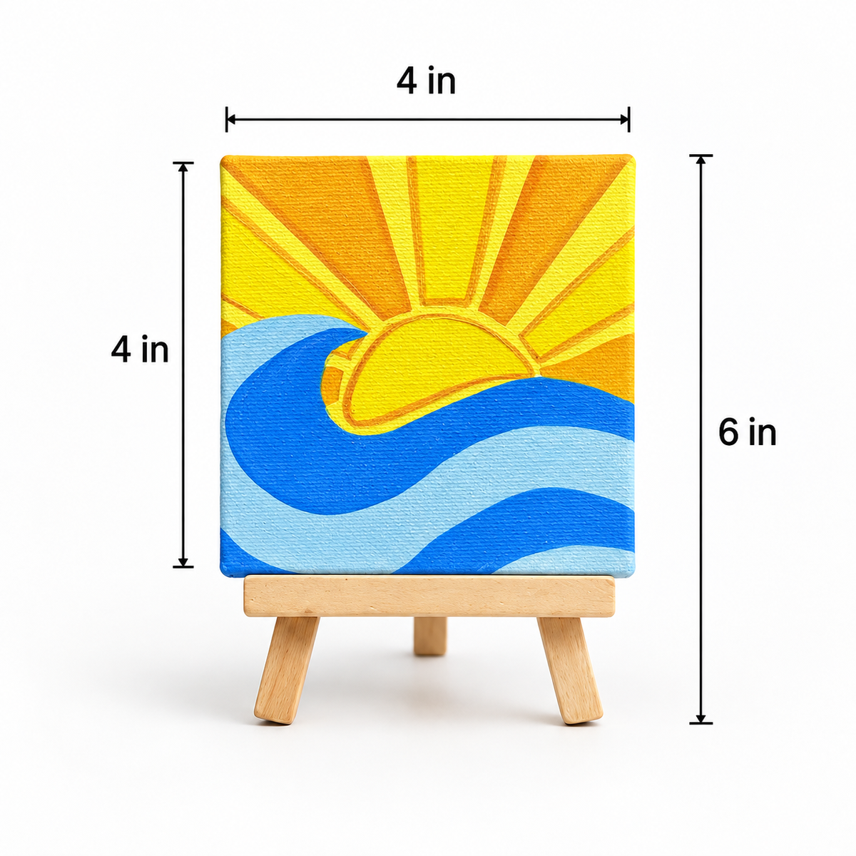 Sunrise Waves Hand-Painted Mini Canvas