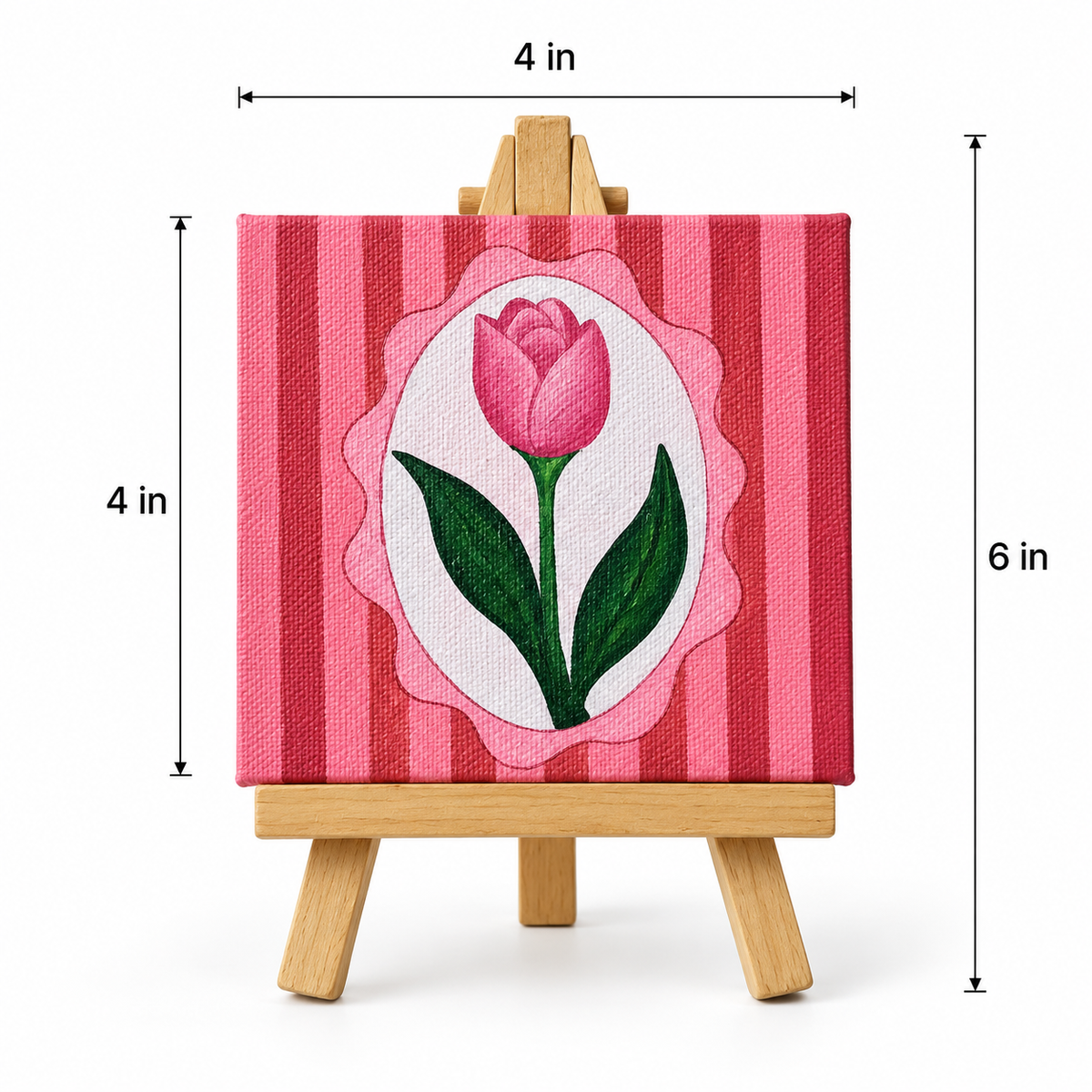 Pink Tulip Hand-Painted Mini Canvas