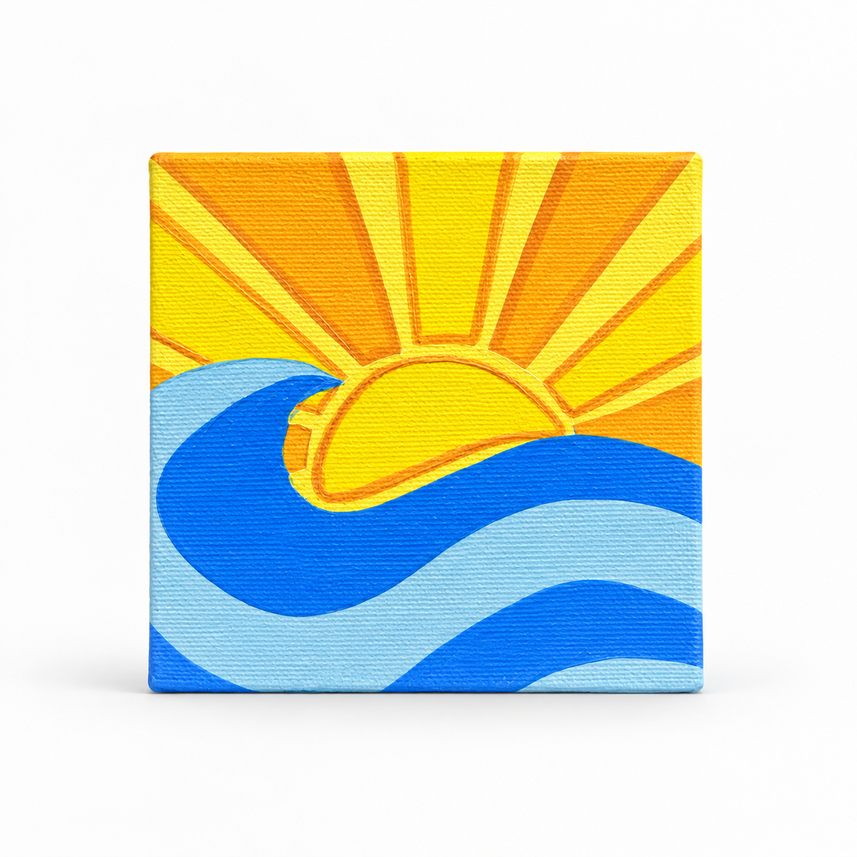 Sunrise Waves Hand-Painted Mini Canvas
