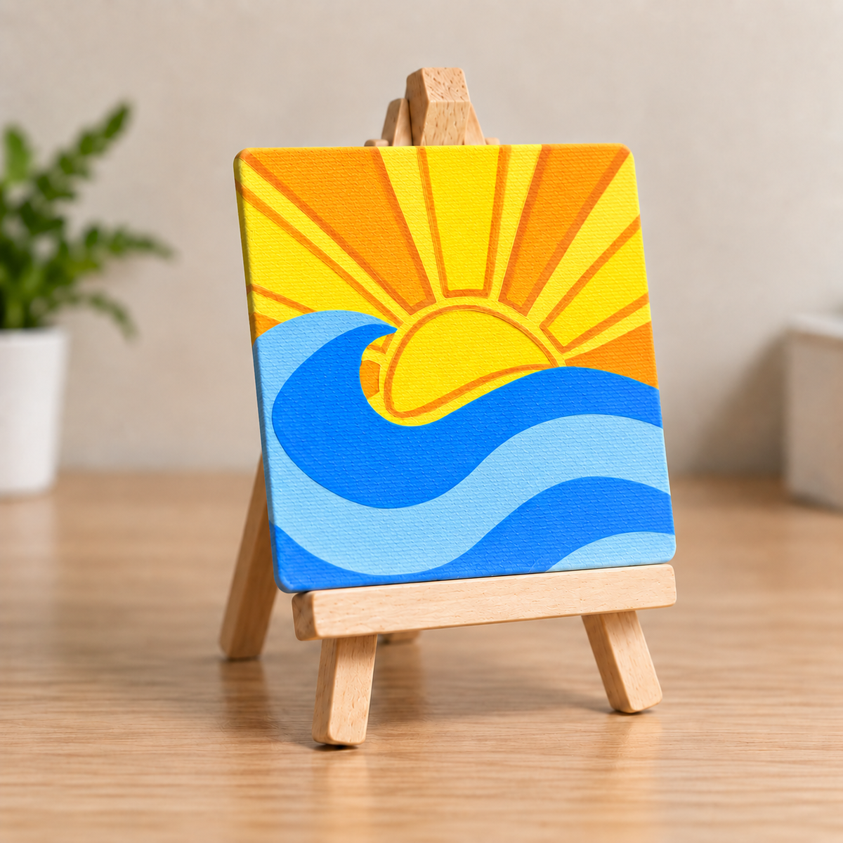 Sunrise Waves Hand-Painted Mini Canvas