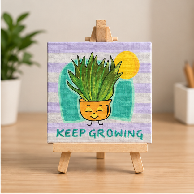 Keep Growing Hand-Painted Mini Canvas