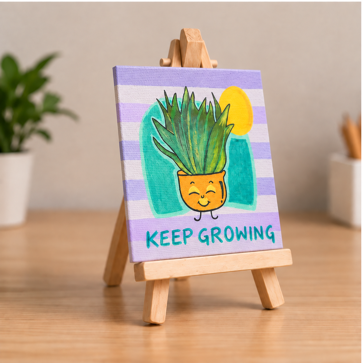 Keep Growing Hand-Painted Mini Canvas