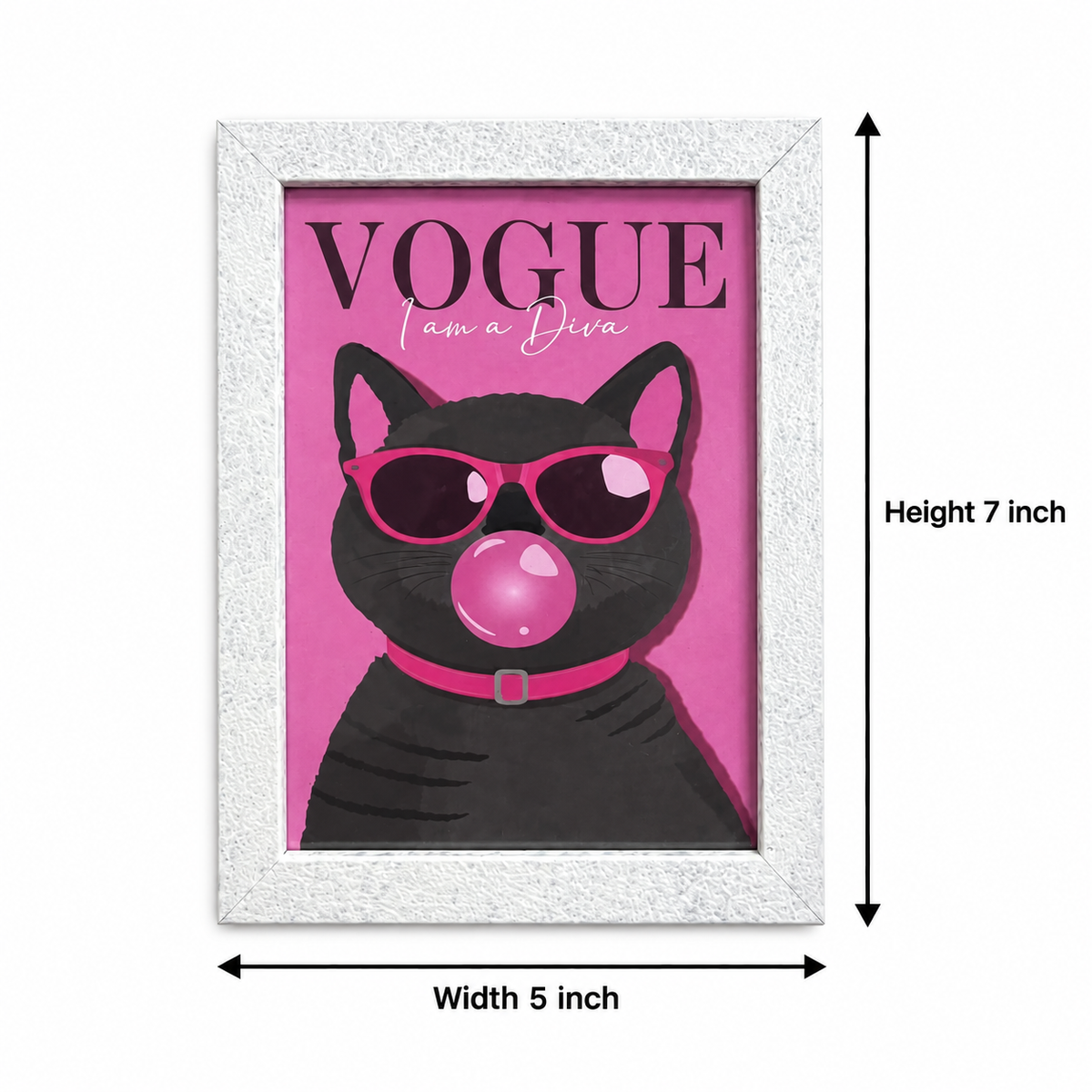 Vogue Diva Cat Hand-Painted Table Top Frame