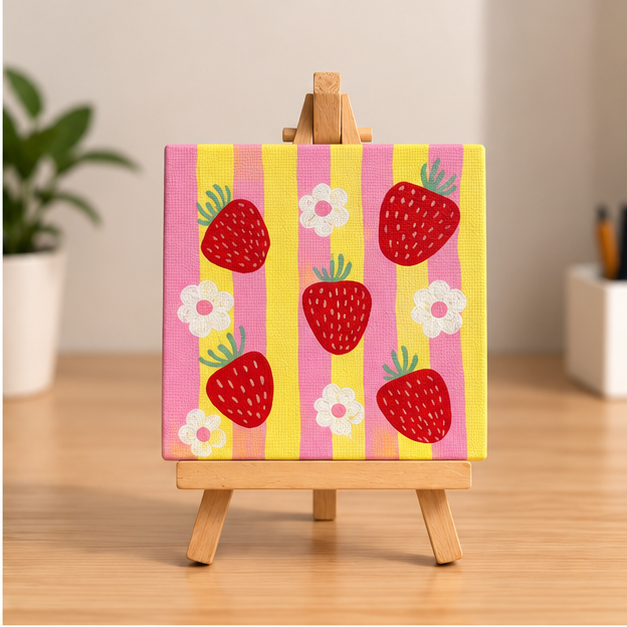Strawberry Fields Hand-Painted Mini Canvas