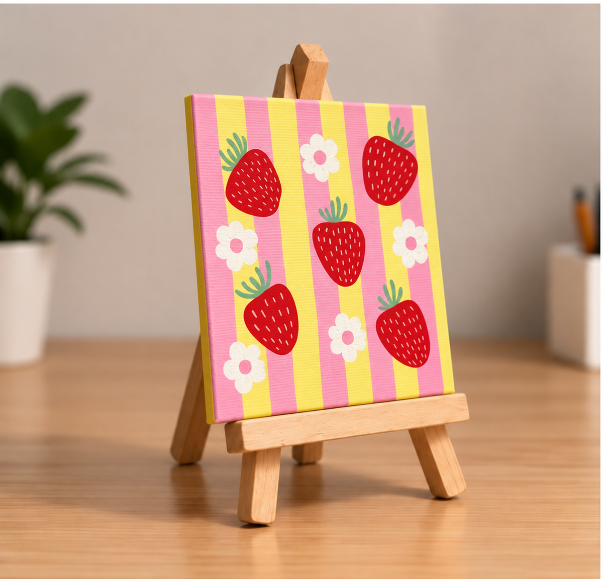 Strawberry Fields Hand-Painted Mini Canvas