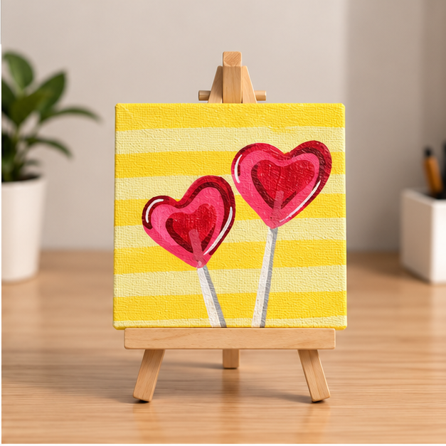 Sweetheart Balloons Hand-Painted Mini Canvas