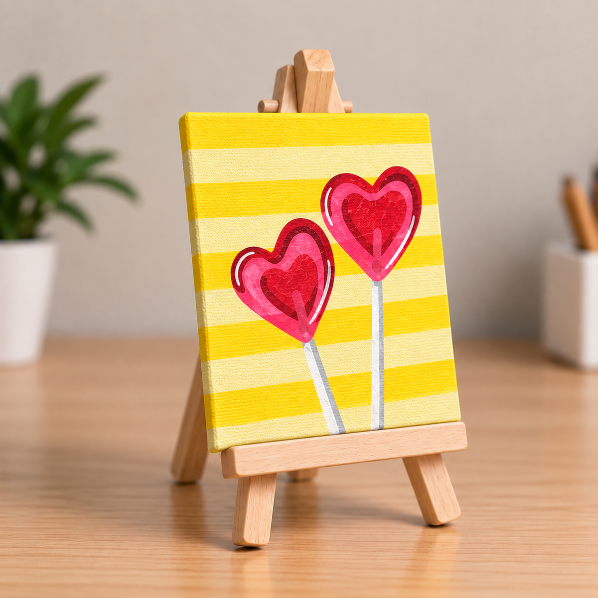 Sweetheart Balloons Hand-Painted Mini Canvas