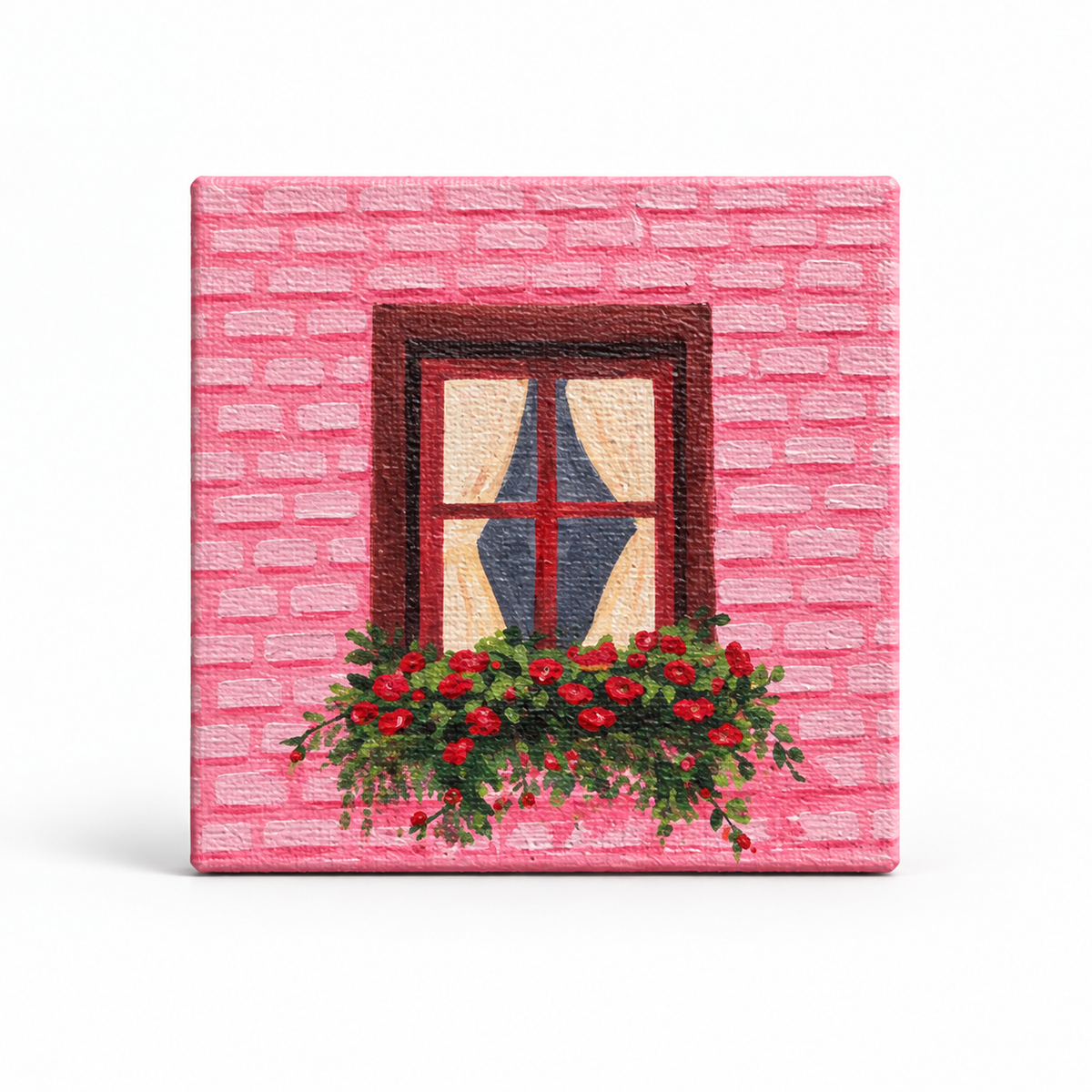 Rose Window Hand-Painted Mini Canvas