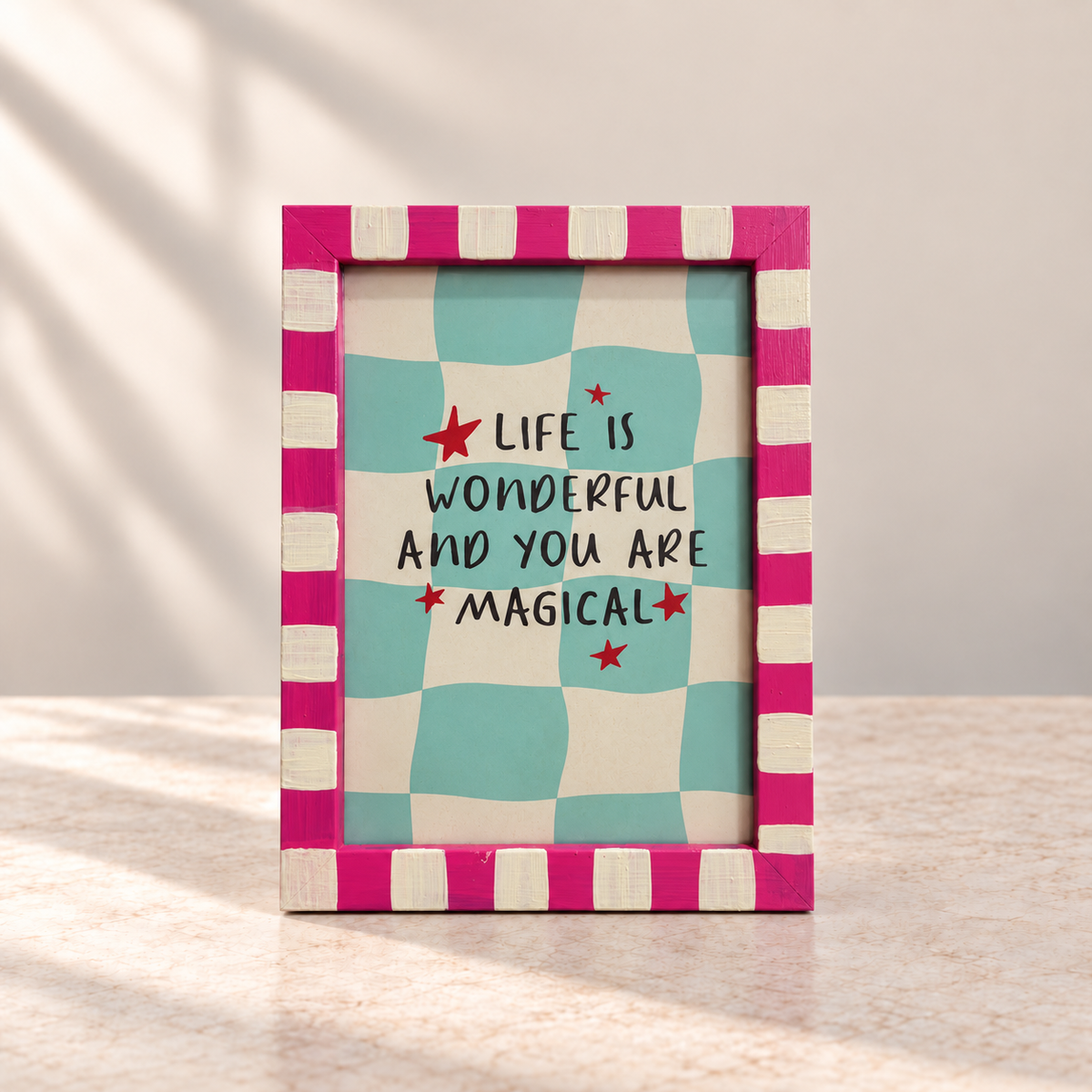 Life Is Wonderful Hand-Painted Table Top Frame