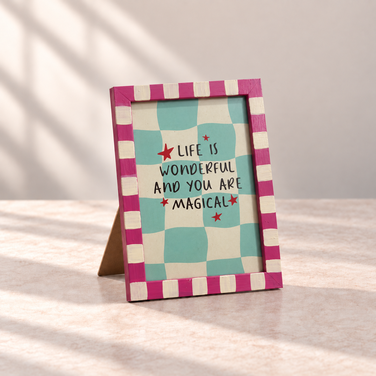 Life Is Wonderful Hand-Painted Table Top Frame