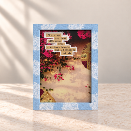Old Soul, Vintage Heart Hand-Painted Table Top Frame