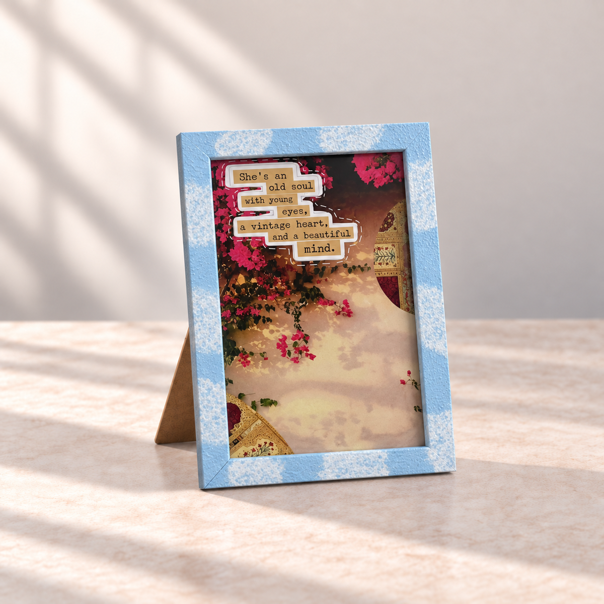Old Soul, Vintage Heart Hand-Painted Table Top Frame