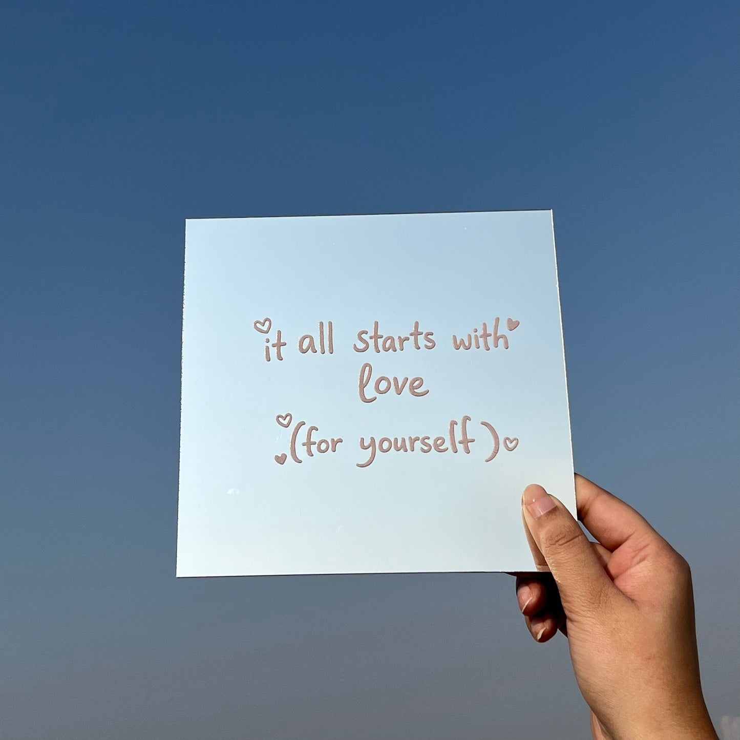 It All Starts With Love – Affirmation Mirror (Stick-On 7x7 Inches)