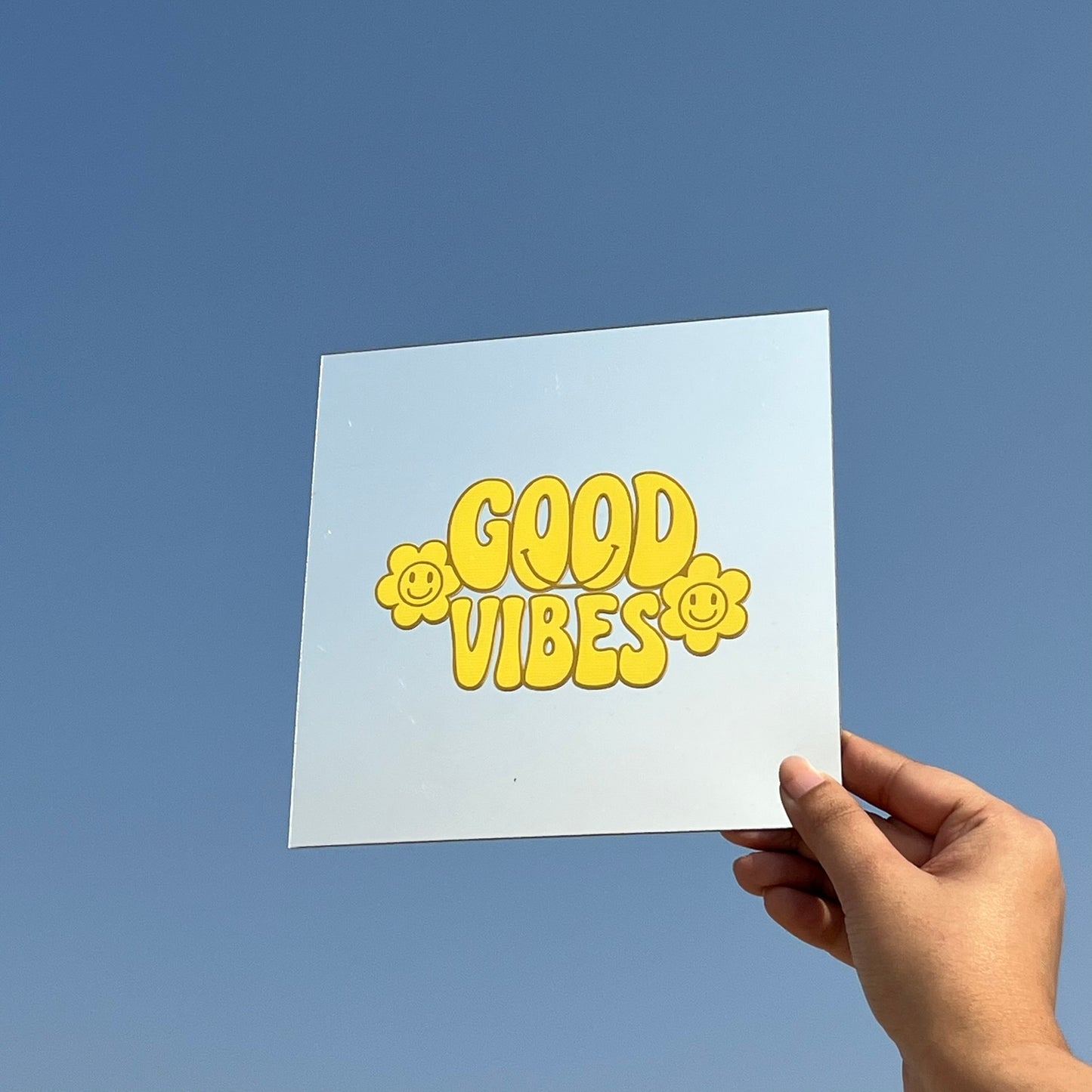 Good Vibes – Affirmation Mirror (Stick-On 7x7 Inches)