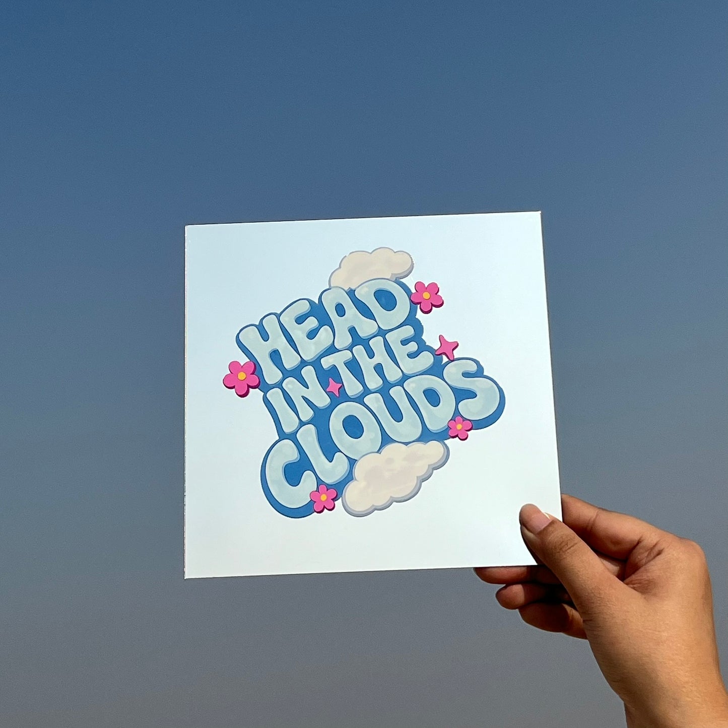 Head In The Clouds – Affirmation Mirror (Stick-On 7x7 Inches)