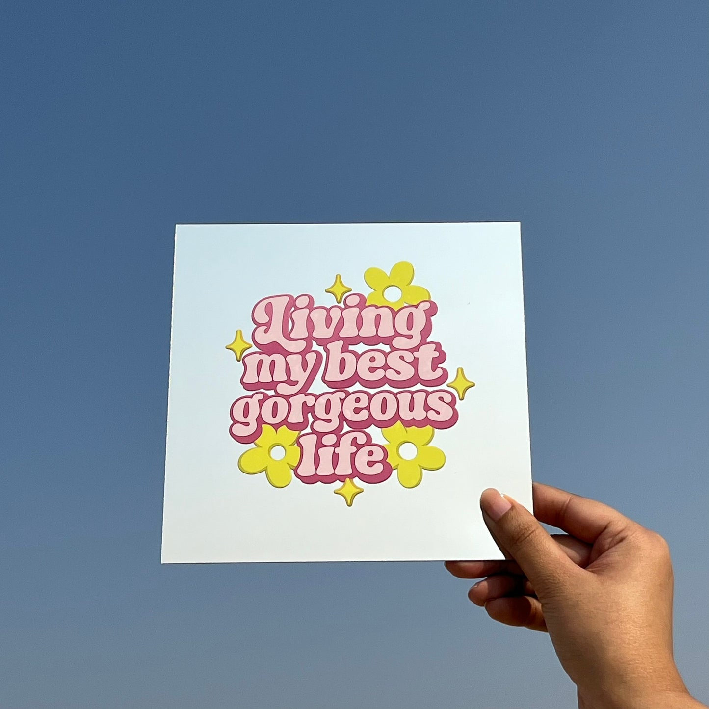 Living My Best Gorgeous Life – Affirmation Mirror (Stick-On 7x7 Inches)