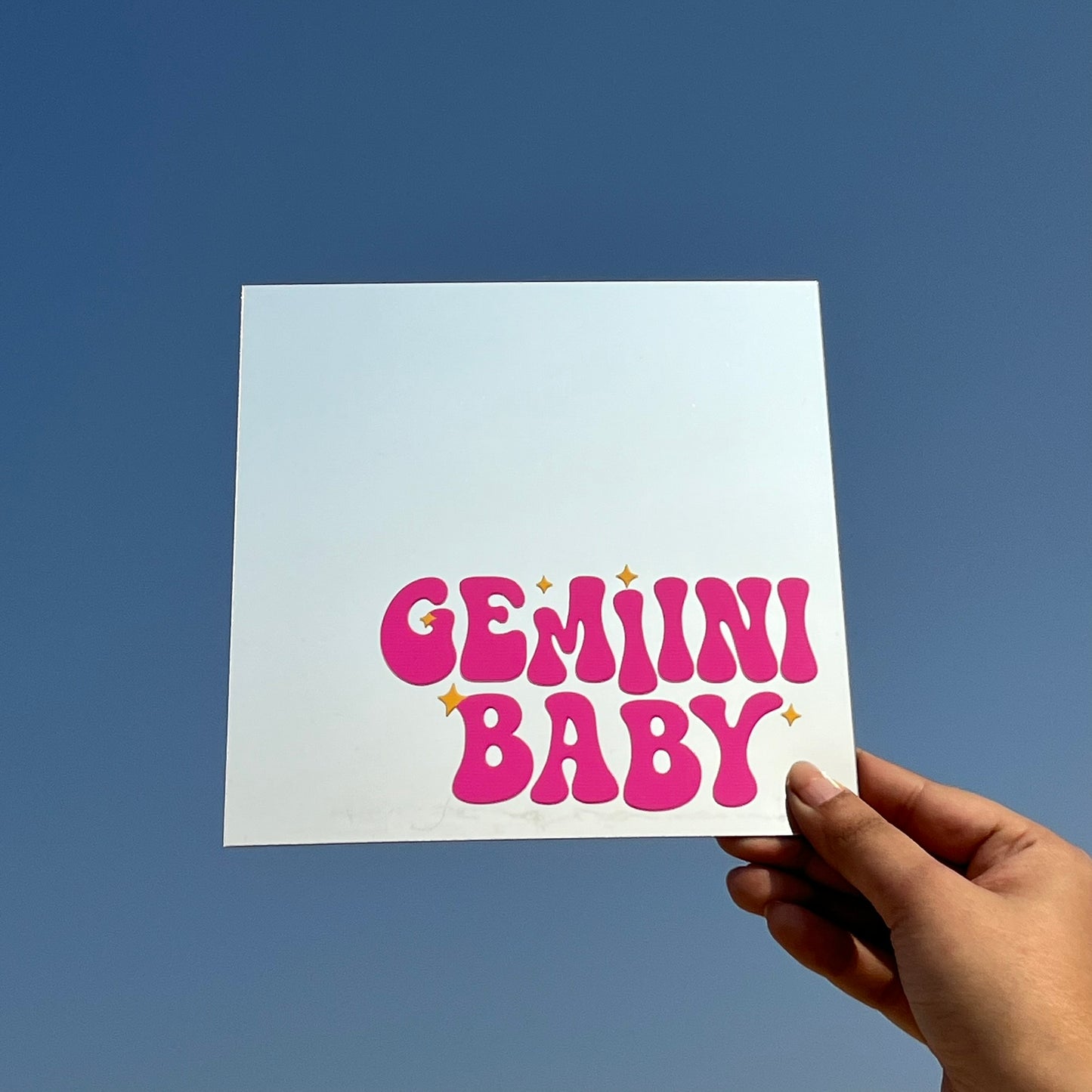 Gemini Baby – Affirmation Mirror (Stick-On 7x7 Inches)