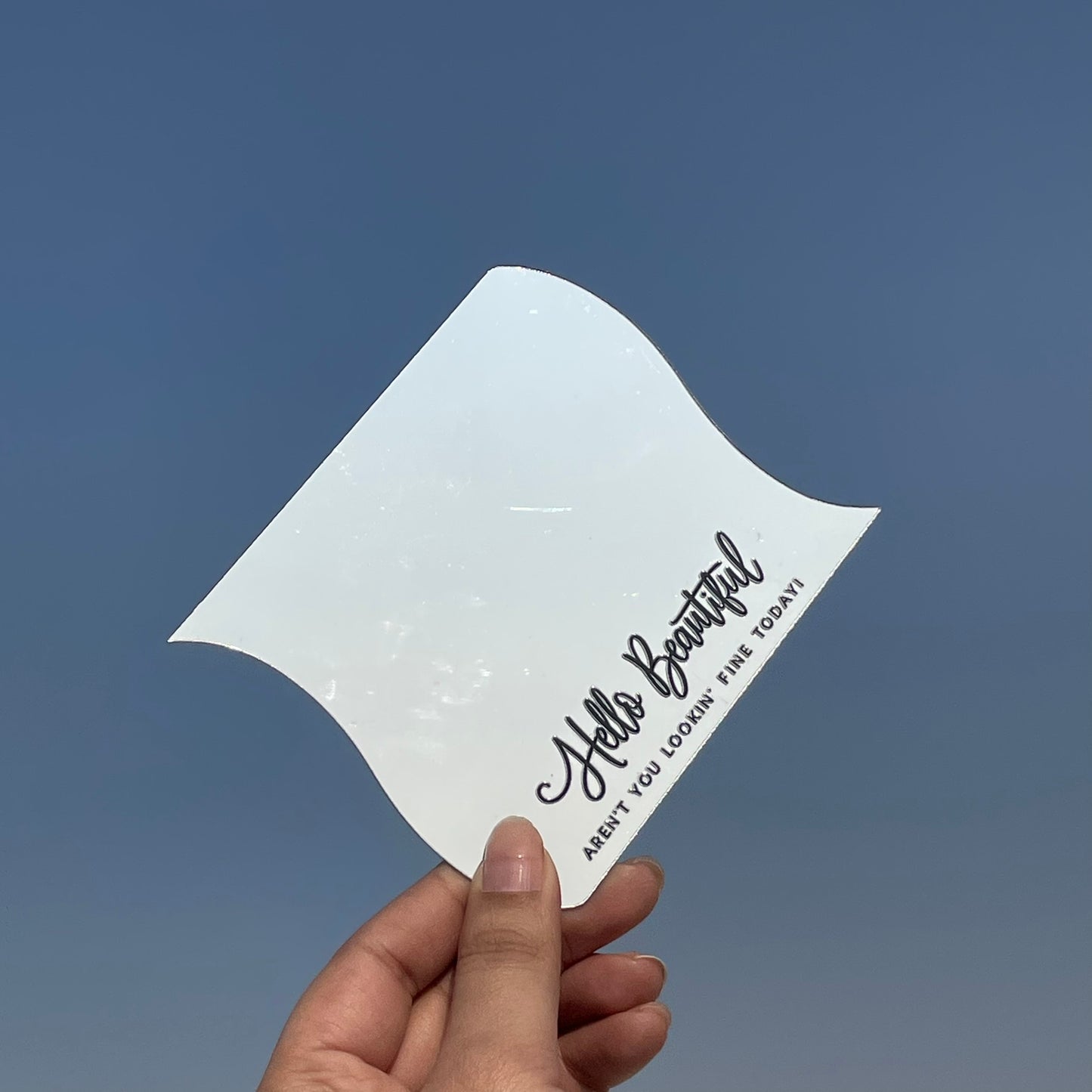 Hello Beautiful – Affirmation Mirror (Stick-On 12x10 cms)