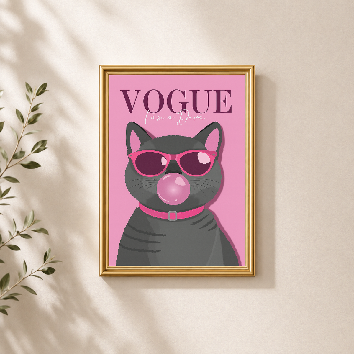 Vogue Diva Cat Aesthetic Table Top Frame