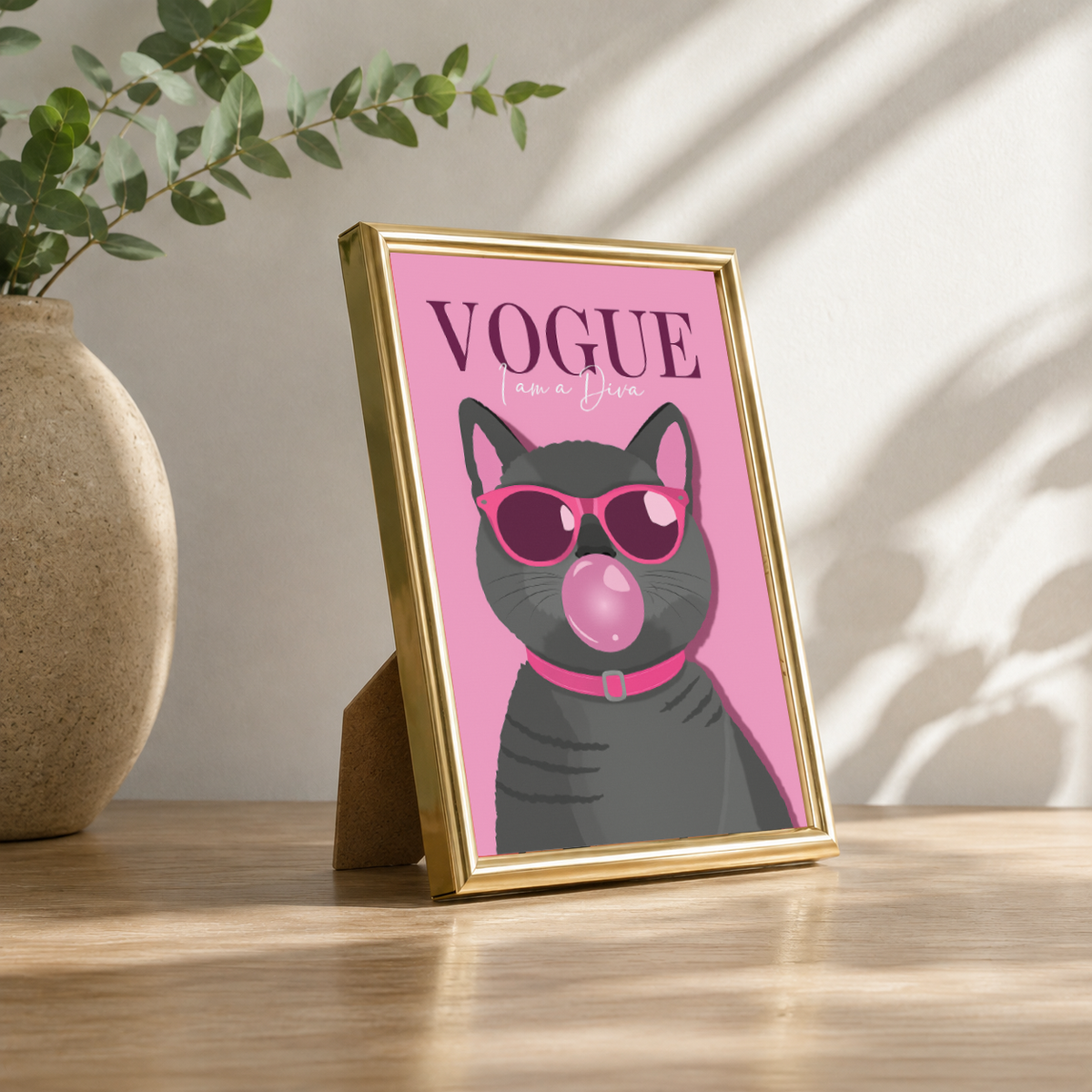 Vogue Diva Cat Aesthetic Table Top Frame