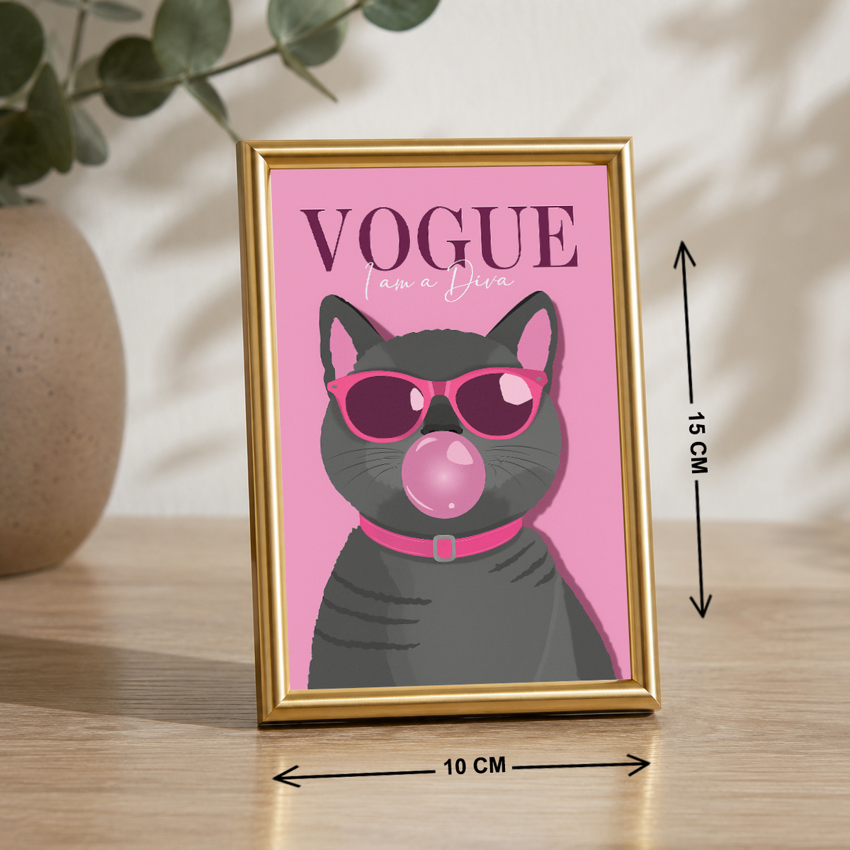 Vogue Diva Cat Aesthetic Table Top Frame