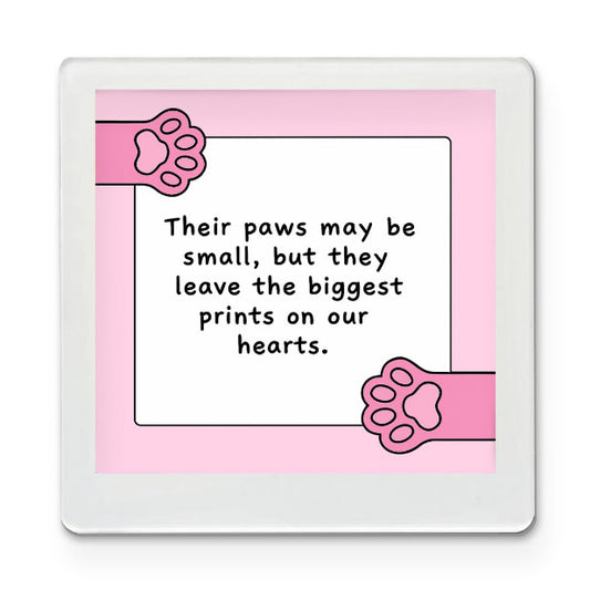 Paw Prints on Heart Funky Magnet