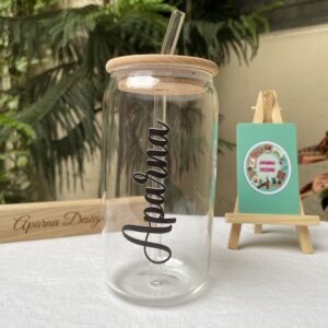 Personalised Glass Can - Aparna Designs
